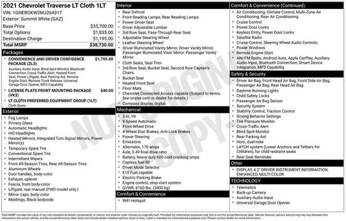 Summit White 2021 Chevrolet Traverse LT Cloth