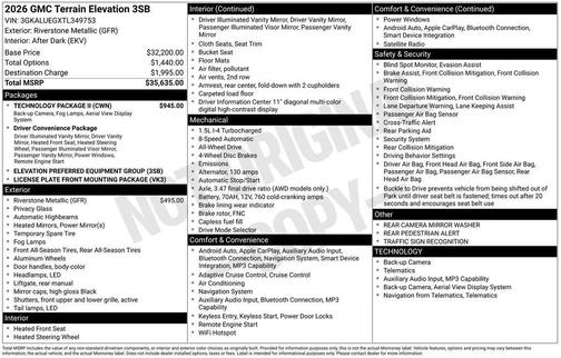 Riverstone Metallic 2026 GMC Terrain AWD Elevation