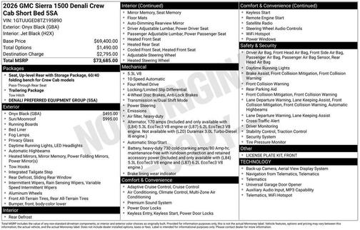 Onyx Black 2026 GMC Sierra 1500 Denali