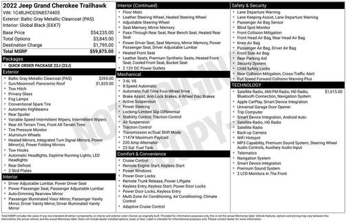 Baltic Gray Metallic Clearcoat 2022 Jeep Grand Cherokee Trailhawk