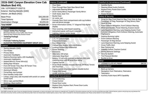 Sterling Metallic 2026 GMC Canyon 4WD Elevation