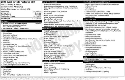 Summit White 2026 Buick Envista Preferred