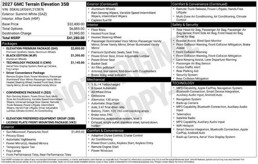 Summit White 2027 GMC Terrain Elevation