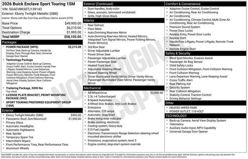 ebony twilight metallic 2026 Buick Enclave Sport Touring