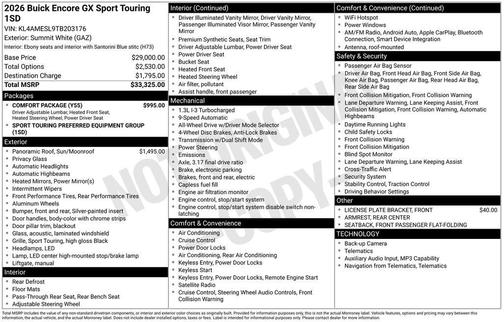 Summit White 2026 Buick Encore GX ST