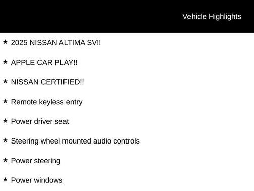 Glacier White 2025 Nissan Altima 2.5 SV