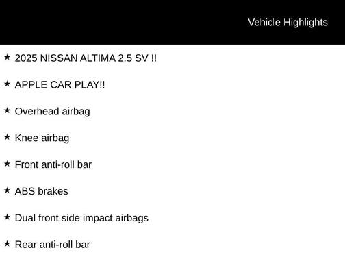 2025 Nissan Altima 2.5 SV