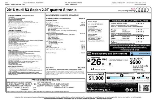 2016 Audi S3 2.0T Premium Plus