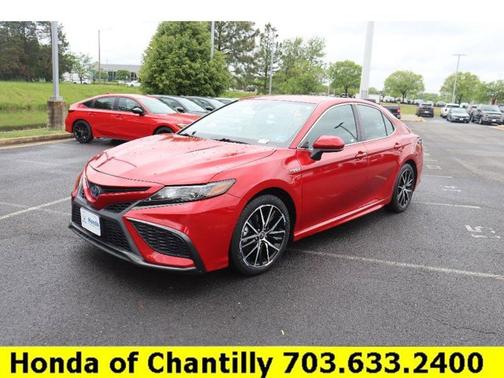 Supersonic Red 2021 Toyota Camry Hybrid SE