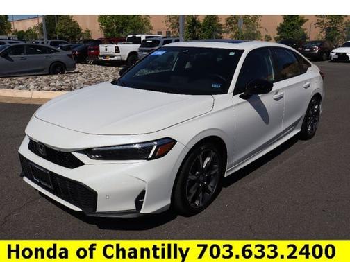 Platinum White Pearl 2025 Honda Civic Hybrid Sport Touring