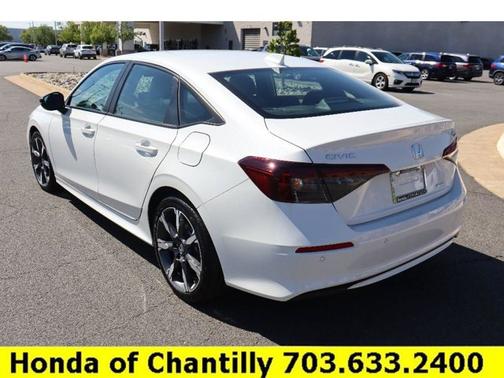 Platinum White Pearl 2025 Honda Civic Hybrid Sport Touring