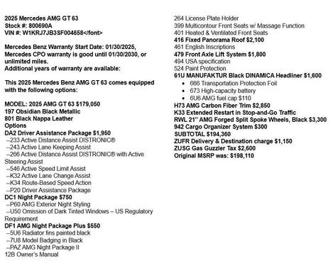 2025 Mercedes-Benz AMG GT 63 Base