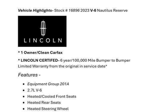 2023 Lincoln Nautilus Reserve