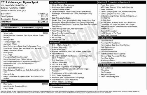 2017 Volkswagen Tiguan 2.0T Sport