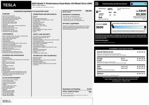 2022 Tesla Model Y Performance Dual Motor All-Wheel Drive