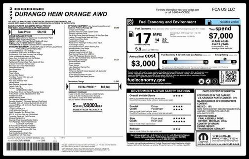 2023 Dodge Durango Hemi Orange AWD