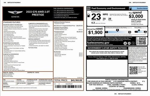 2022 Genesis G70 2.0T AWD