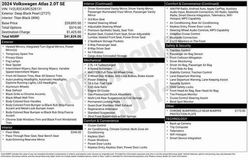 2024 Volkswagen Atlas 2.0T SE