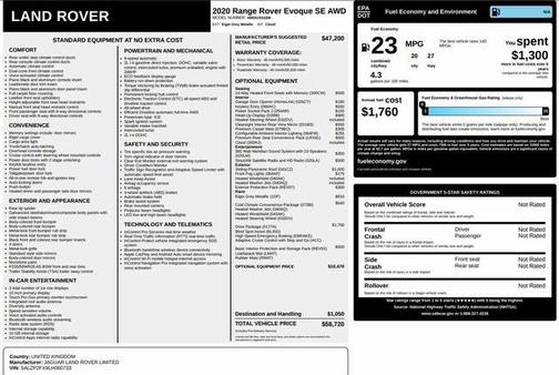 2020 Land Rover Range Rover Evoque SE