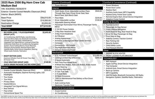 2025 RAM 2500 Big Horn Crew Cab 4x4 6'4' Box