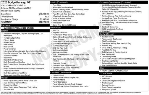 2026 Dodge Durango GT AWD