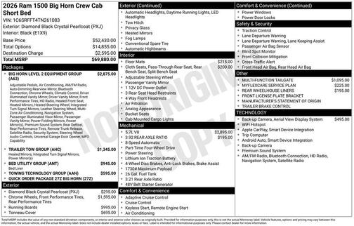 2026 RAM 1500 Big Horn/Lone Star