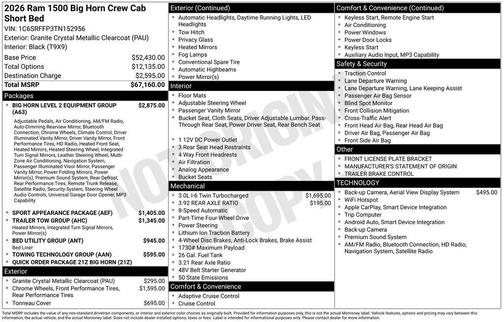 2026 RAM 1500 Big Horn/Lone Star