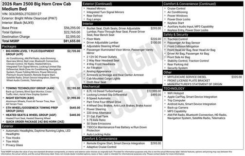 2026 RAM 2500 Big Horn
