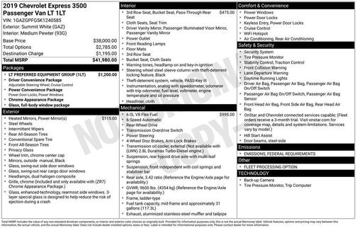 2019 Chevrolet Express 3500 LT