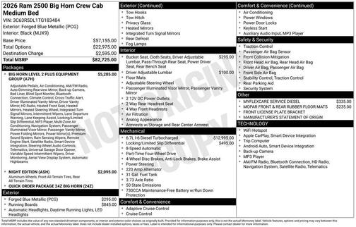 2026 RAM 2500 Big Horn