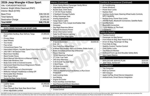 2026 Jeep Wrangler Sport