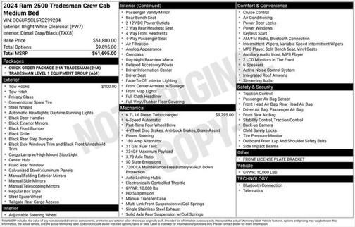 2024 RAM 2500 Tradesman Crew Cab 4x4 6'4' Box