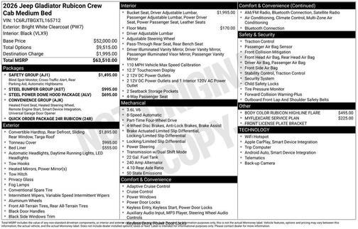 Bright White Clearcoat 2026 Jeep Gladiator Rubicon