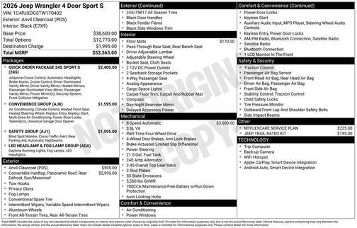 2026 Jeep Wrangler Sport S