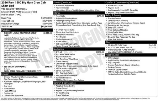 2026 RAM 1500 Big Horn/Lone Star