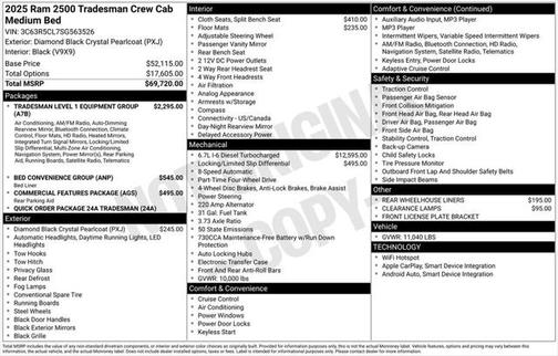 2025 RAM 2500 Tradesman Crew Cab 4x4 6'4' Box