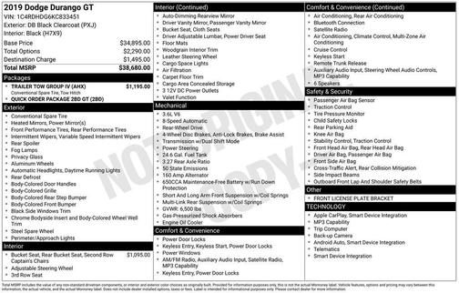 DB Black Crystal Clearcoat 2019 Dodge Durango GT