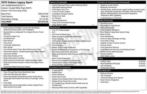 2025 Subaru Legacy Sport