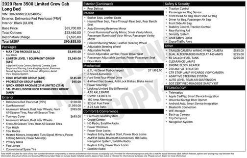 2020 RAM 3500 Limited Crew Cab 4x4 8' Box