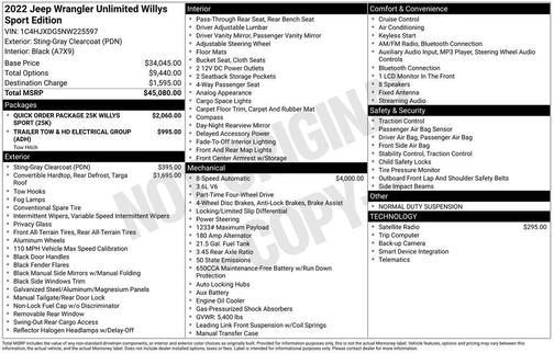 2022 Jeep Wrangler Unlimited Sport