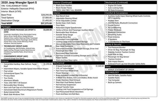 2020 Jeep Wrangler Sport S