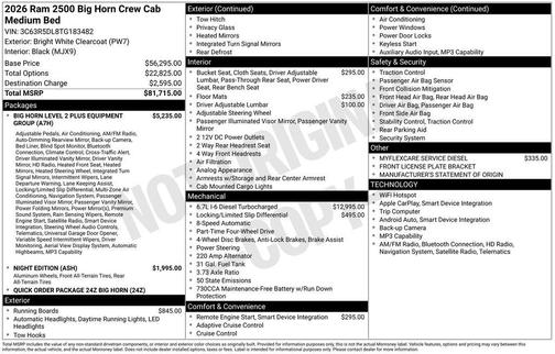 2026 RAM 2500 Big Horn