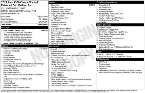 2022 RAM 1500 Classic Warlock Quad Cab 4x2 6'4' Box