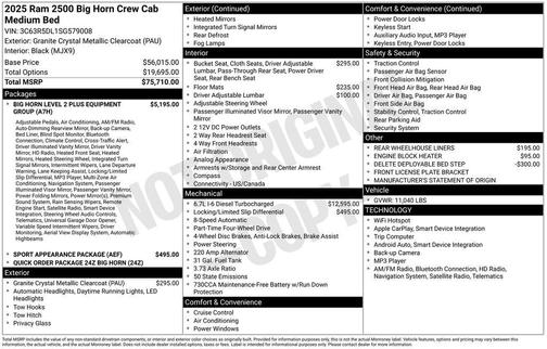2025 RAM 2500 Big Horn Crew Cab 4x4 6'4' Box