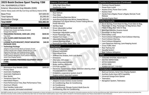 Moonstone Gray Metallic 2025 Buick Enclave Sport Touring