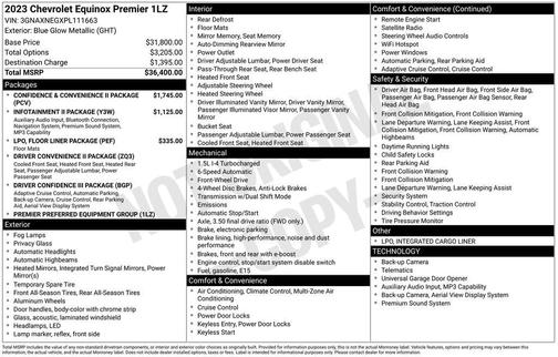Blue Glow Metallic 2023 Chevrolet Equinox Premier w/1LZ