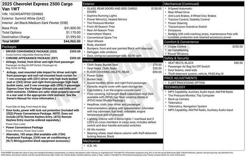 Summit White 2025 Chevrolet Express 2500 Work Van