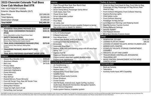 Glacier Blue Metallic 2023 Chevrolet Colorado Trail Boss