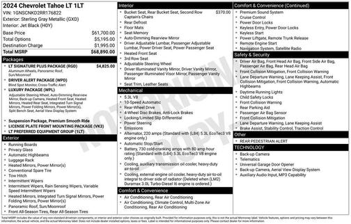 Sterling Gray Metallic 2024 Chevrolet Tahoe LT