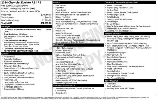 Sterling Gray Metallic 2024 Chevrolet Equinox FWD RS